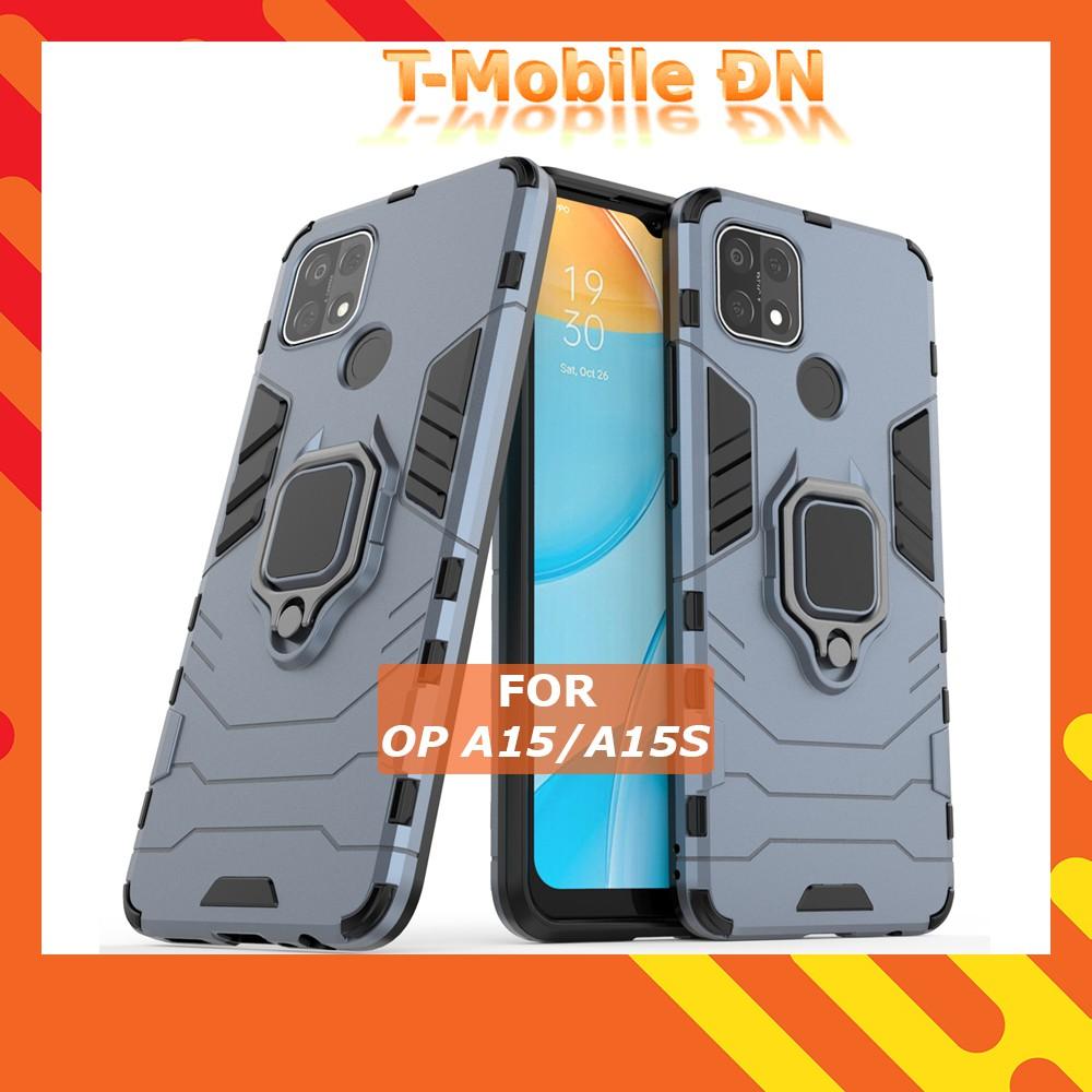 Ốp lưng cho Oppo A15 A15s iron - man chống sốc kèm nhẫn xoay chống xem video bảo vệ camera