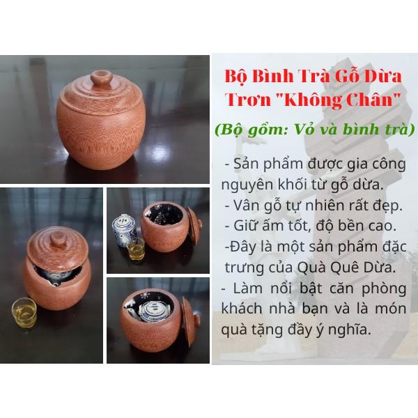 Bộ Bình Trà Gỗ Dừa Nguyên Khối Gọn Đẹp - Tôn Vinh Nét Đẹp Gỗ Dừa - Bình Trà 800 - 900ml