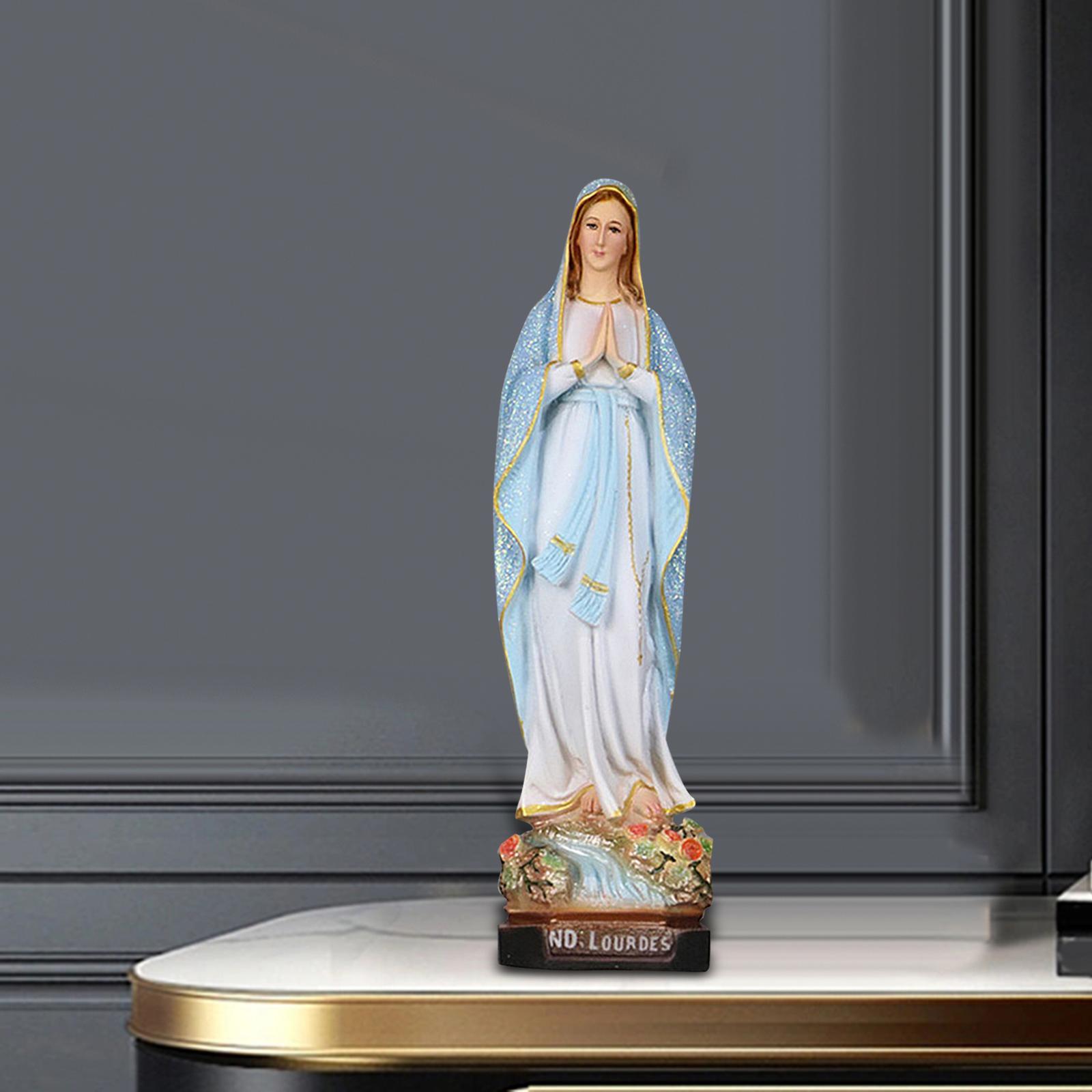 Mother Mary Figurine on Base Holy Statue for Bedroom