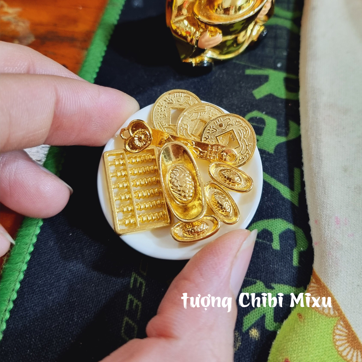Dĩa vàng Tài Lộc may mắn 22K - 25K phong thủy Giàu có Quà tặng Đồ trang trí, tân gia