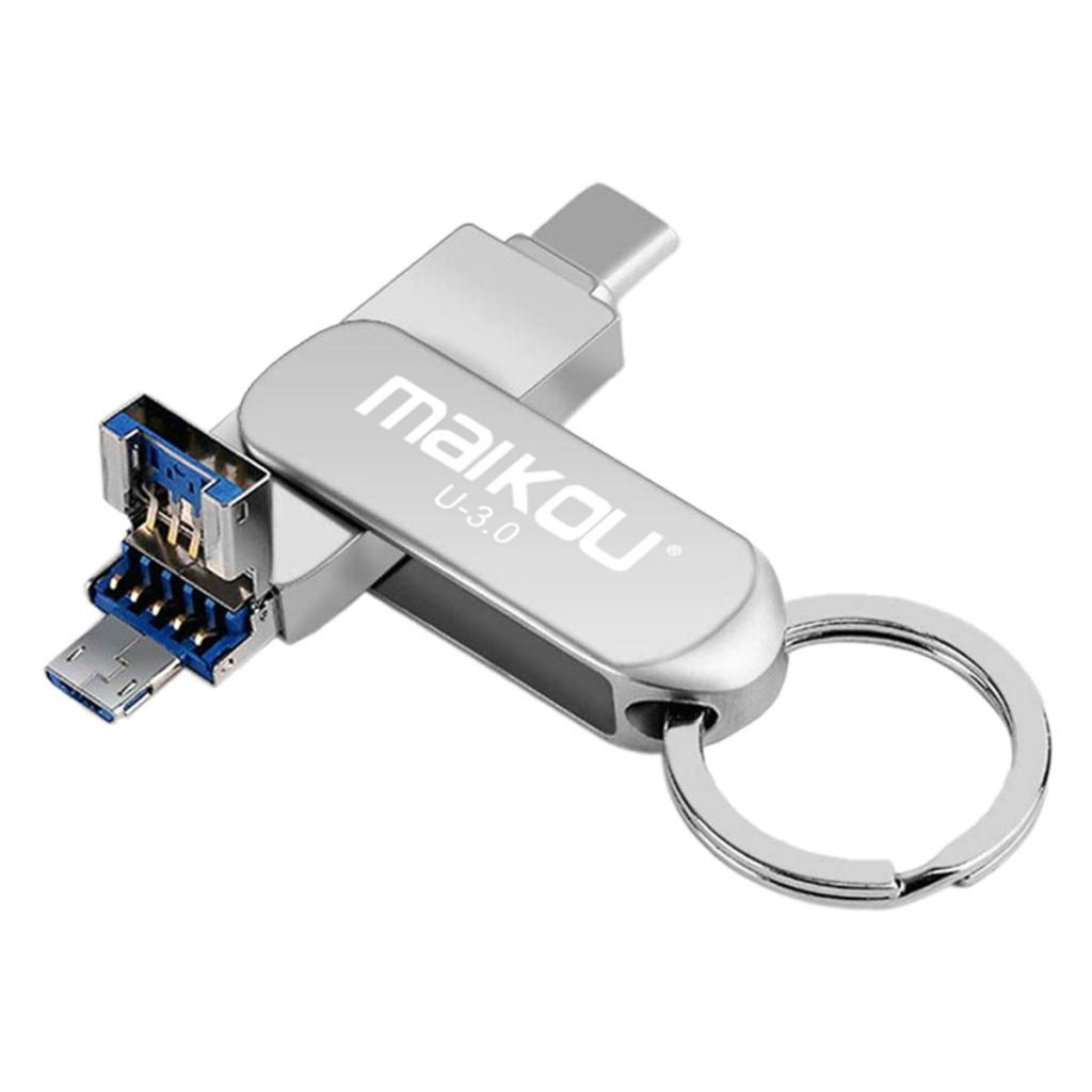 Kokiya Kim Loại 32GB 3in1 USB 3.0 Tốc Độ Cao Đèn LED Cho Điện Thoại Android Loại C Viên Các Thiết Bị gậy Chụp Ảnh Cho Mi