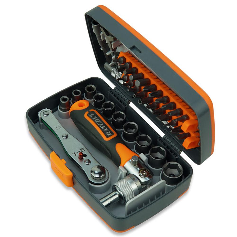 38 in 1 Chrome-Vanadium Steel Labor-saving Ratchet Multipurpose Screwdriver Bits Sleeve Set Household Hardware Tool Set