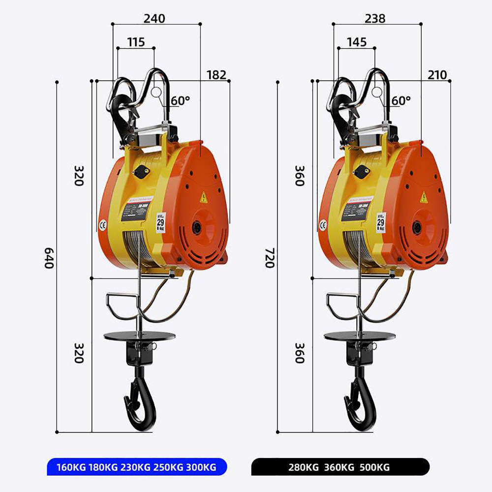 Máy tời điện ABG (KOIO), Tời Điện Mini, nâng, hạ và kéo vật nặng, sử dụng trên các công trường