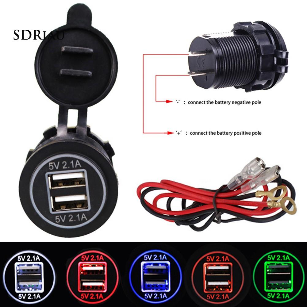 Củ sạc 2 cổng tích hợp màn hình LED 5V 2.1A cho xe hơi
