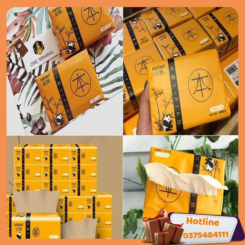 Set 5 Hộp Khăn Giấy Gấu Trúc Sợi Tre Siêu Dai - Chưa Qua Khử Hóa Chất An Toàn Với Sức Khỏe - Hàng Loại 1