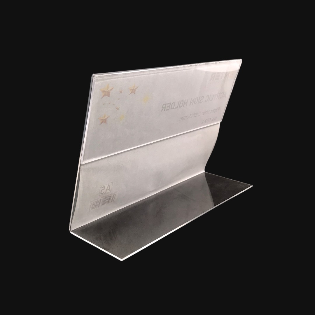 Kệ mica 1 mặt Enter F02-P 150x210mm A5 đứng, Kệ menu chữ L, Khung thông tin sản phẩm, Khung bảng giá, Kệ trưng bày để bàn