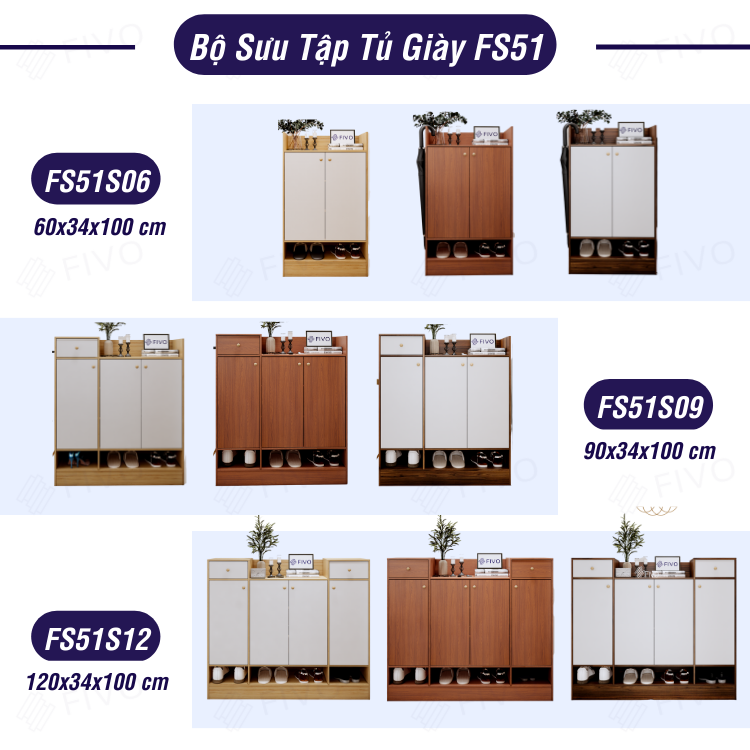 Tủ Giày Dép Gỗ MDF Lõi Xanh Chống Ẩm FIVO FS51, Nhiều Ngăn Đựng Giày, Có Cửa Giúp Bảo Quản Tốt Giày Dép Khỏi Côn Trùng, Bụi Bẩn, Mặt Tủ Rộng Rãi Chứa Được Nhiều Đồ