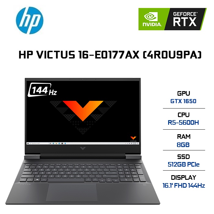 Laptop HP Victus 16-e0177AX (4R0U9PA) R5-5600H | 8GB | 512GB | GTX 1650 4GB Hàng chính hãng