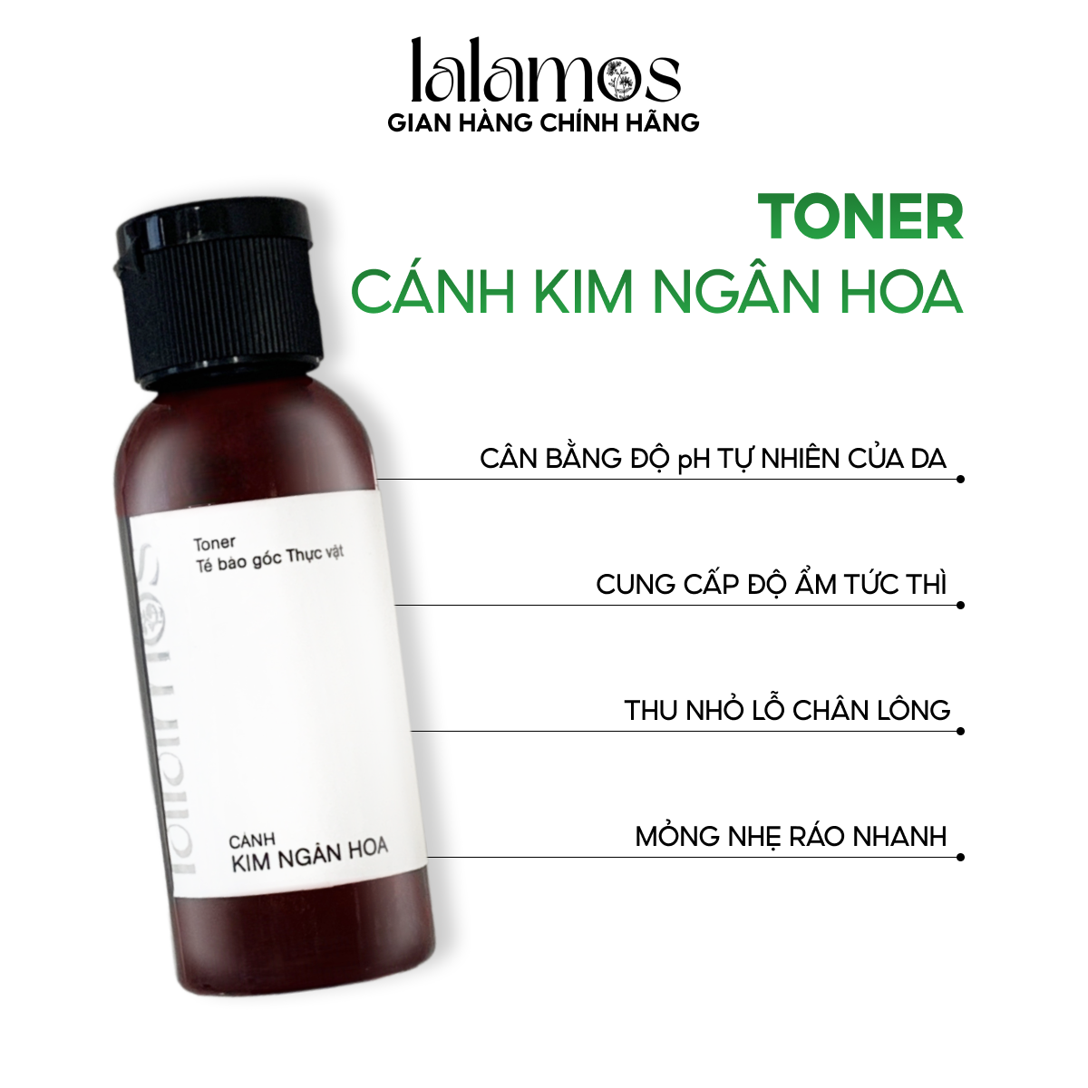 Toner Cánh Kim Ngân Hoa Lalamos Dưỡng Ẩm Và Se Khít Lỗ Chân Lông Mini Size - 50ml