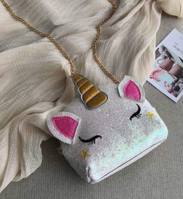 Túi đeo chéo cho bé da PU thời trang hình sừng Unicorn siêu xinh