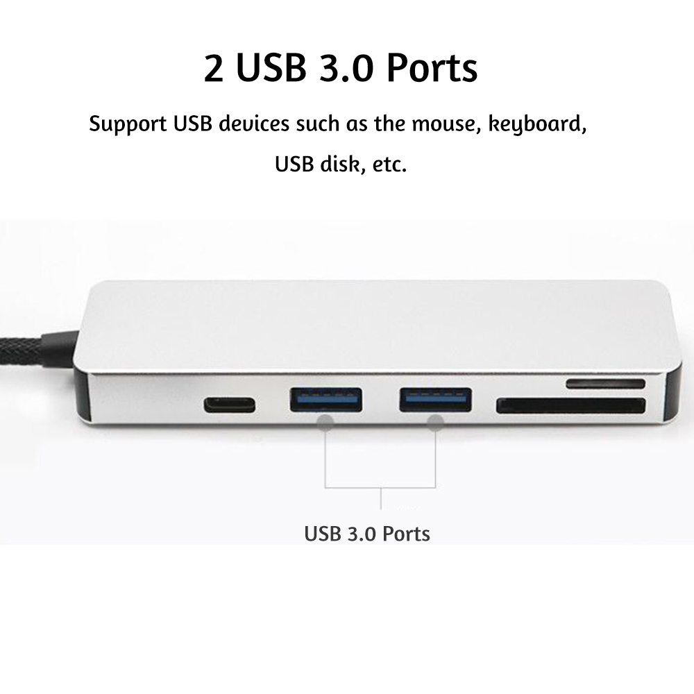 Bộ Chuyển Đổi Đa Cổng USB C Hub 5 Trong 1 Với 1 Cổng USB 3.1 Và 2 Cổng USB 3.0 Đầu Đọc Thẻ Nhớ SD TF Cho Thiết Bị Loại C