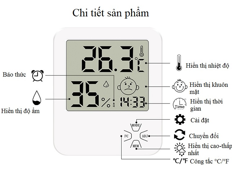 Đồng hồ đo nhiệt độ, độ ẩm Lx8111 ( Kèm pin