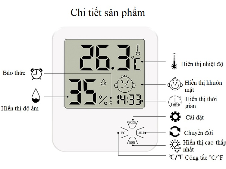Đồng Hồ Đo Nhiệt Độ Độ Ẩm LX8111 - KÈM PIN