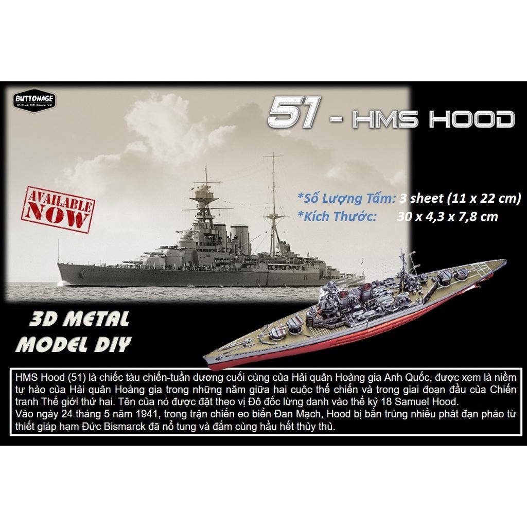 Mô Hình Lắp Ráp 3d Tuần dương hạm HMS Hood - Anh