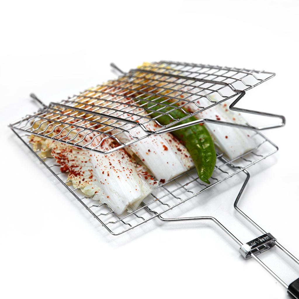 3X Portable Stainless Steel BBQ Grill Basket Grill Net Cooking Fish / Meat