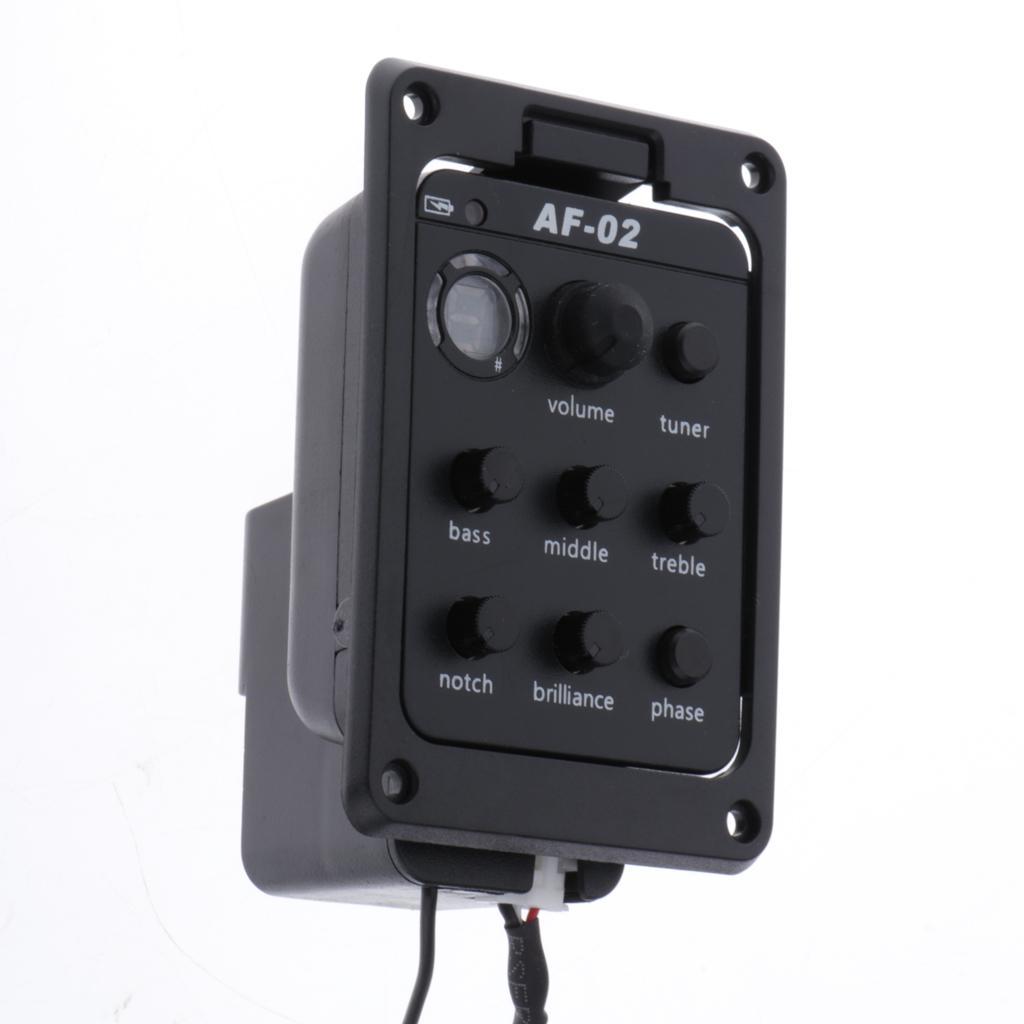 4 Band EQ Equalizer Acoustic Guitar Preamp Piezo Pickup Tuner Black