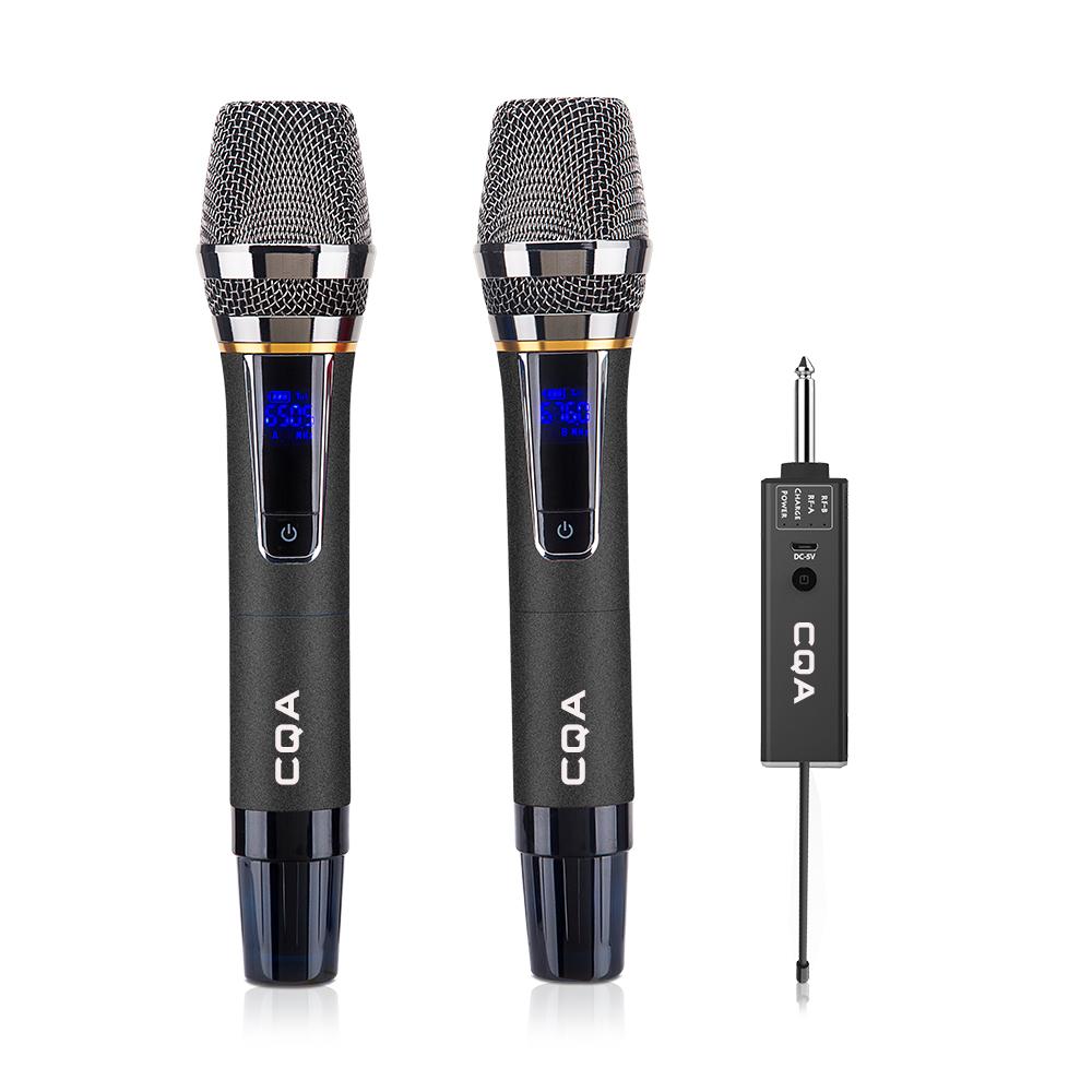 Micrô không dây 2 kênh UHF Micro Mic Handheld chuyên nghiệp cho bữa tiệc Karaoke Church Show Gặp gỡ khoảng cách 50 mét