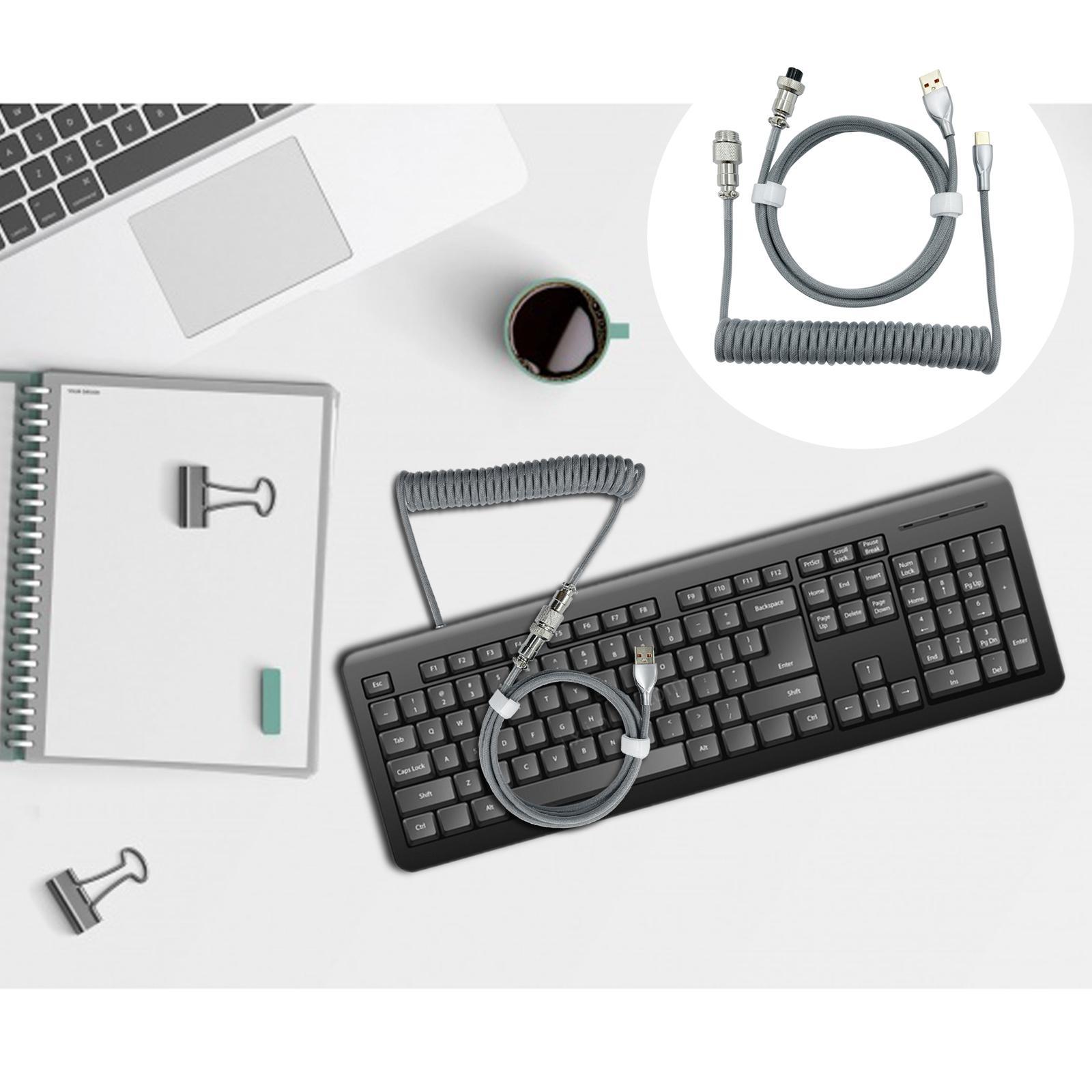 1.8M Coiled Cable Wire  USB for Mechanical Keyboard Game Console