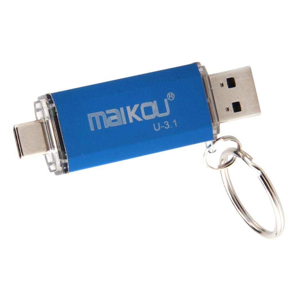 2 in 1 USB 3.0+ Type C OTG Flash Drive Memory Stick Blue