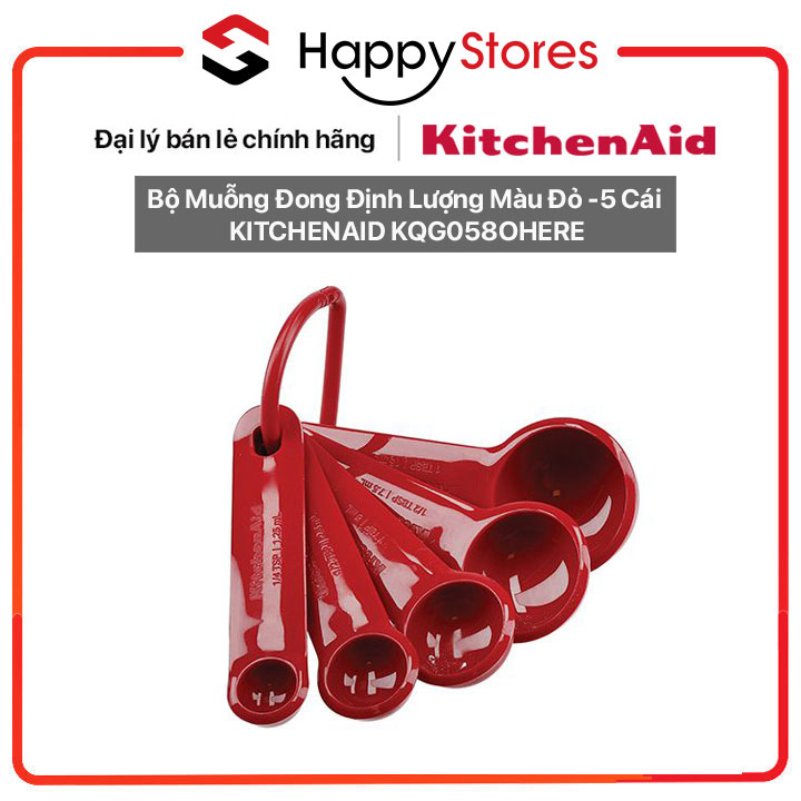 Bộ Muỗng Đong Định Lượng Màu Đỏ 5 Cái KITCHENAID KQG058OHERE - Hàng nhập khẩu 