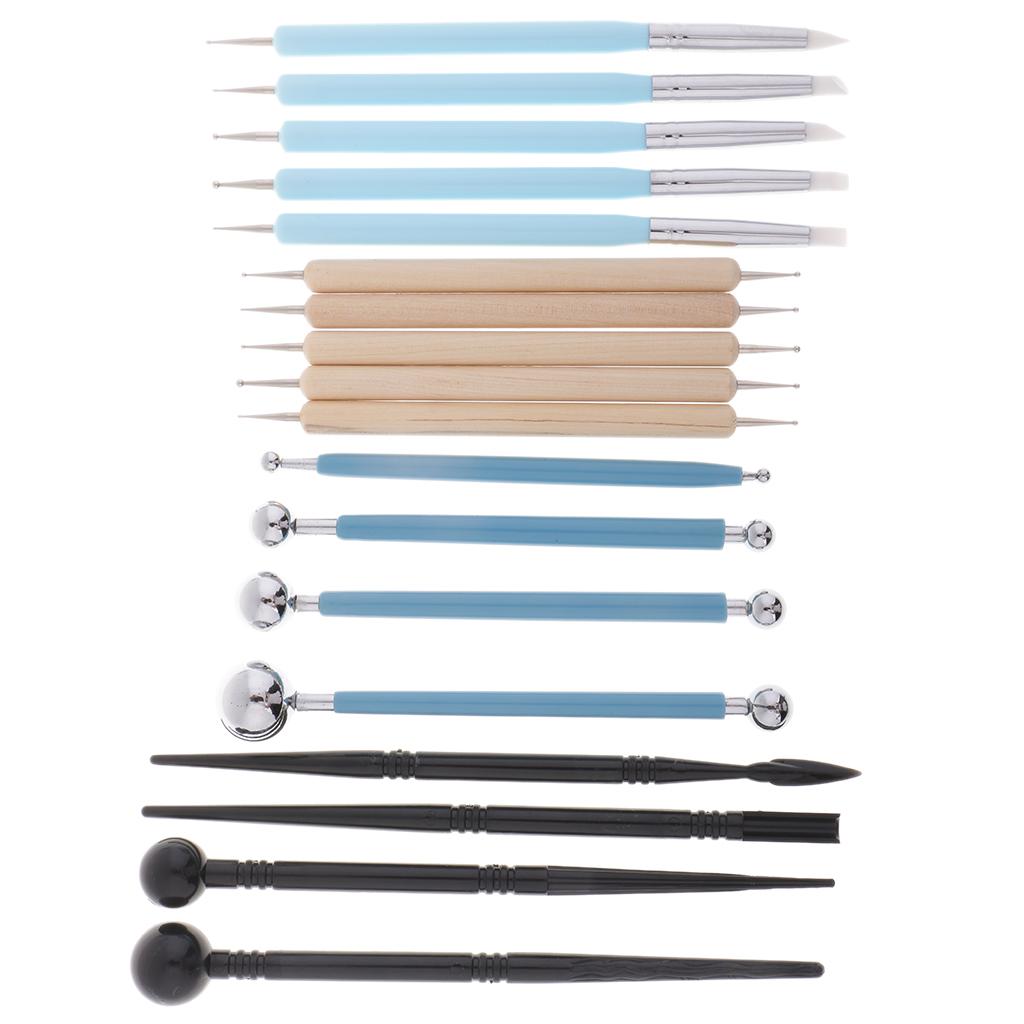 Đa Năng 18 Miếng Polymer Mô Hình Đất Sét Điêu Khắc Dụng Cụ, Dotting Bút Bi Stylus, đồ Gốm Sứ Đất Sét Thụt Vào