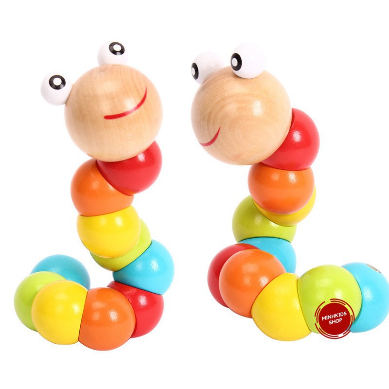 Đồ chơi sâu gỗ uốn dẻo giúp bé phát triển giác quan – DC21