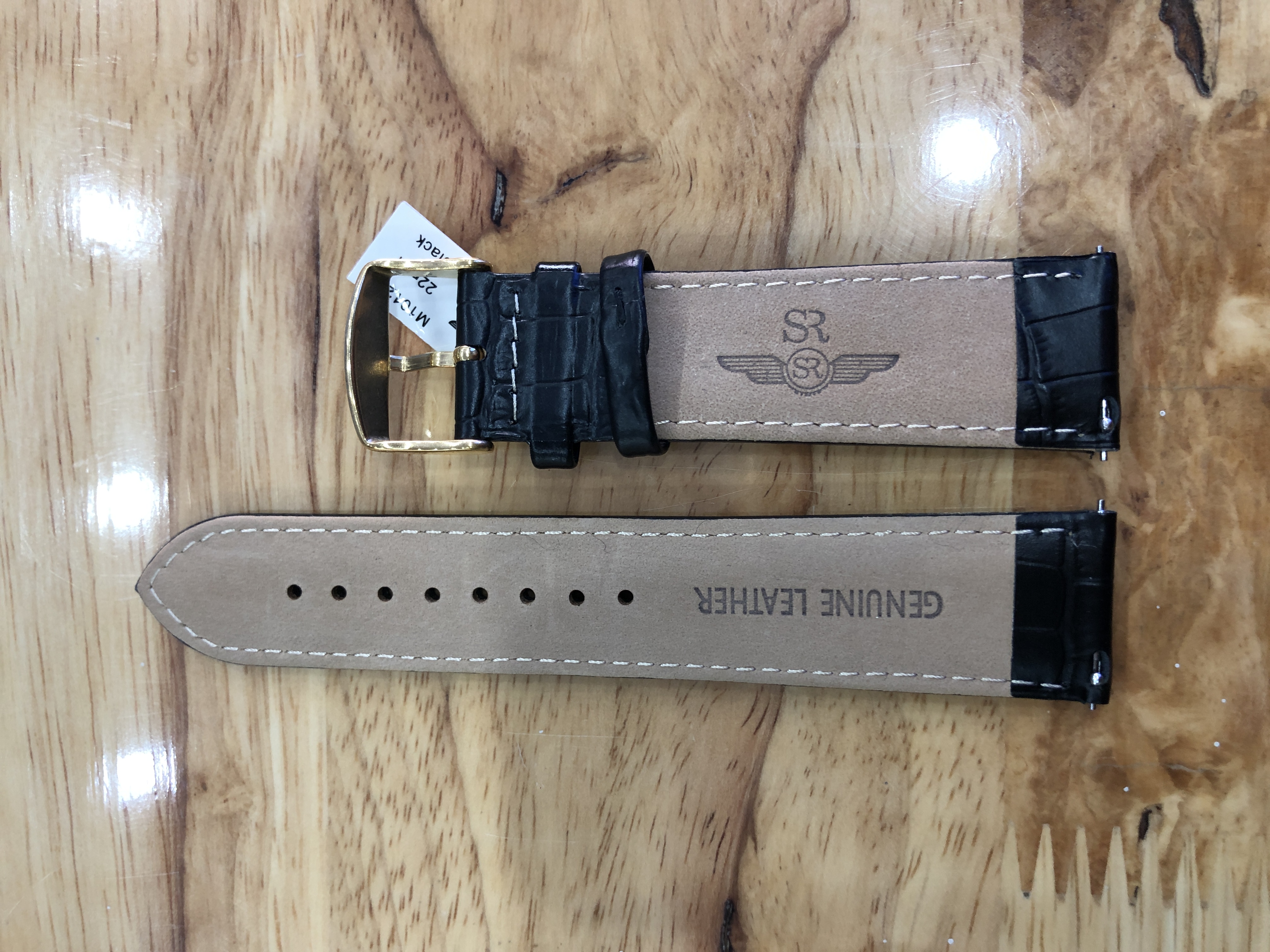 Dây da đồng hồ nam màu đen Size 22 SRWATCH M1012.61