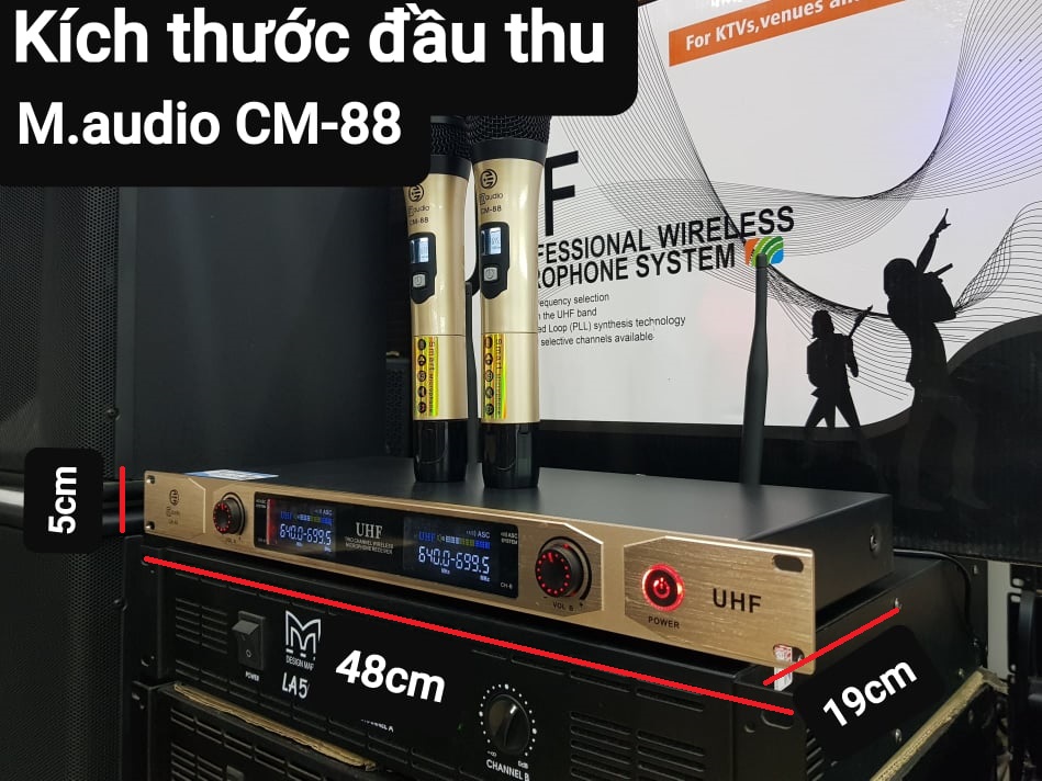 Bộ Micro không dây CM.Audio CM-88: Thu âm tốt, sáng tiếng, Micro vỏ kim loại, 2 Râu thu sóng xa