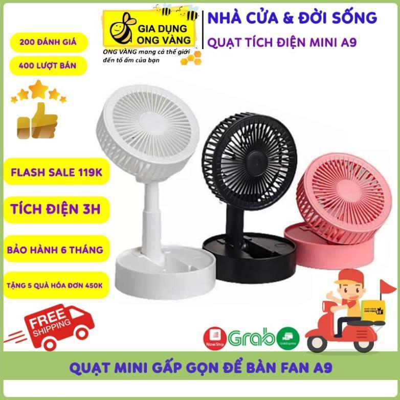 ️Tích Điện 3H️Quạt Mini Để Bàn Sạc Tích Điện Gấp Gọn USB Fan A9, Siêu Tiện Dụng Cho Mùa Hè 2021