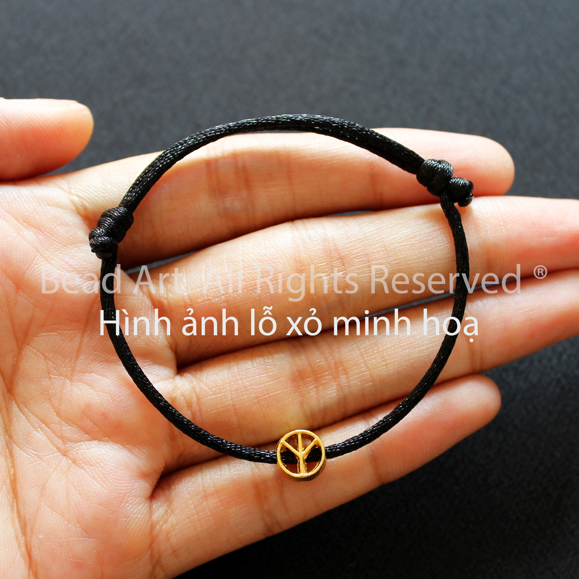8MM Charm Biểu Tượng Hòa Bình Mạ Vàng 24K Thủ Công Thổ Nhĩ Kỳ, Phối Vòng Tay Phong Thuỷ, Chuỗi Hạt - Bead Art