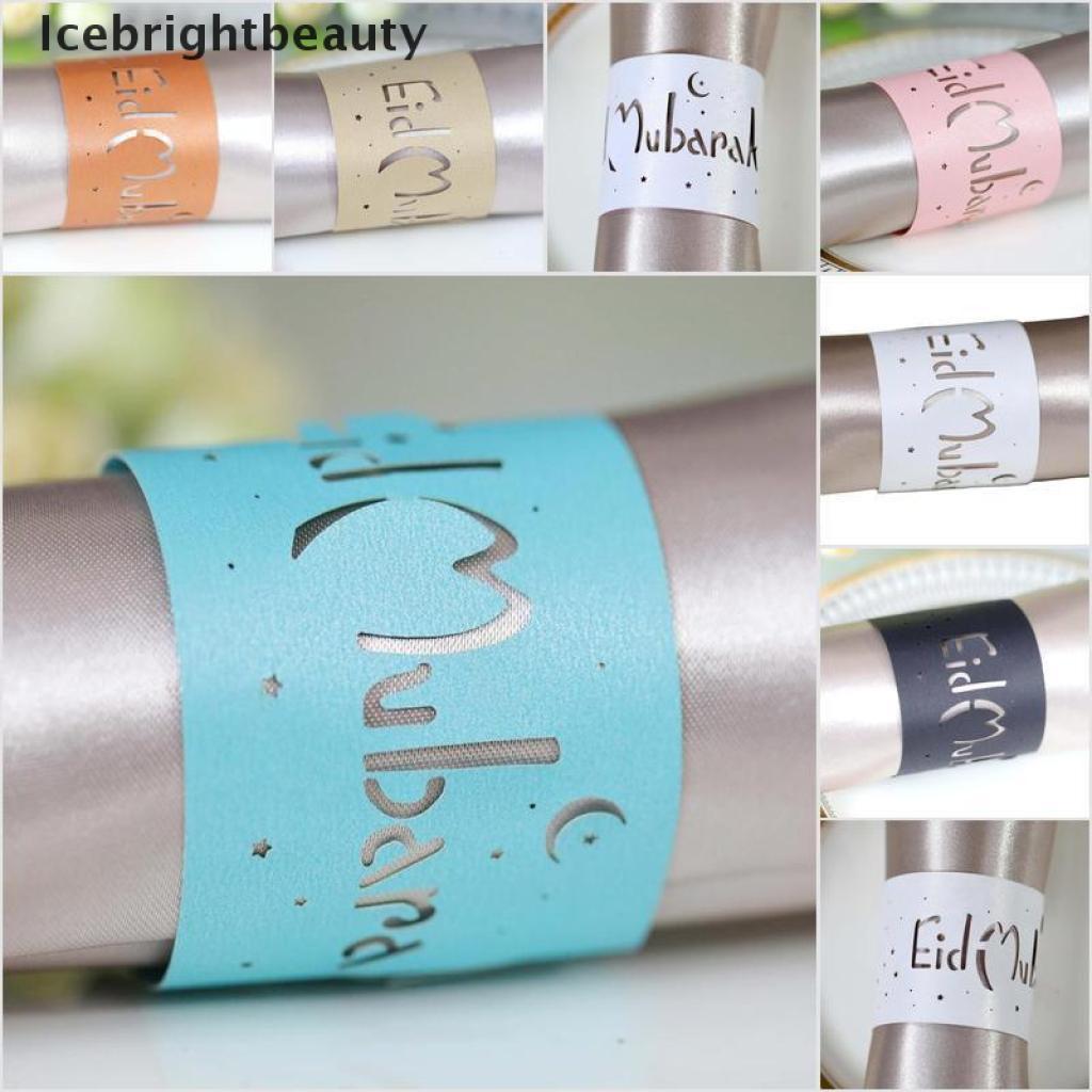 Icebrightbeauty 10pcs Eid Mubarak paper Napkin Ring ramadan decorations for home Napkin Holder VN