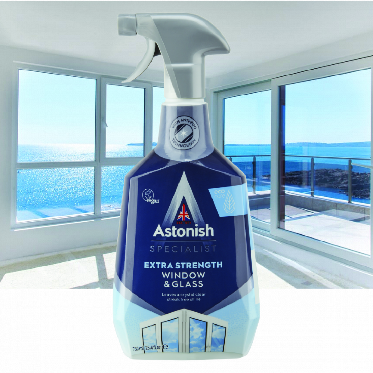 Bình xịt vệ sinh lau kính Astonish C6950 750ml làm sạch và chóng ố bám bụi trên kính nhà cửa, lau nhanh sạch chóng động hạt nước, làm sạch nhiều bề mặt khác như màng hình tivi, máy tính