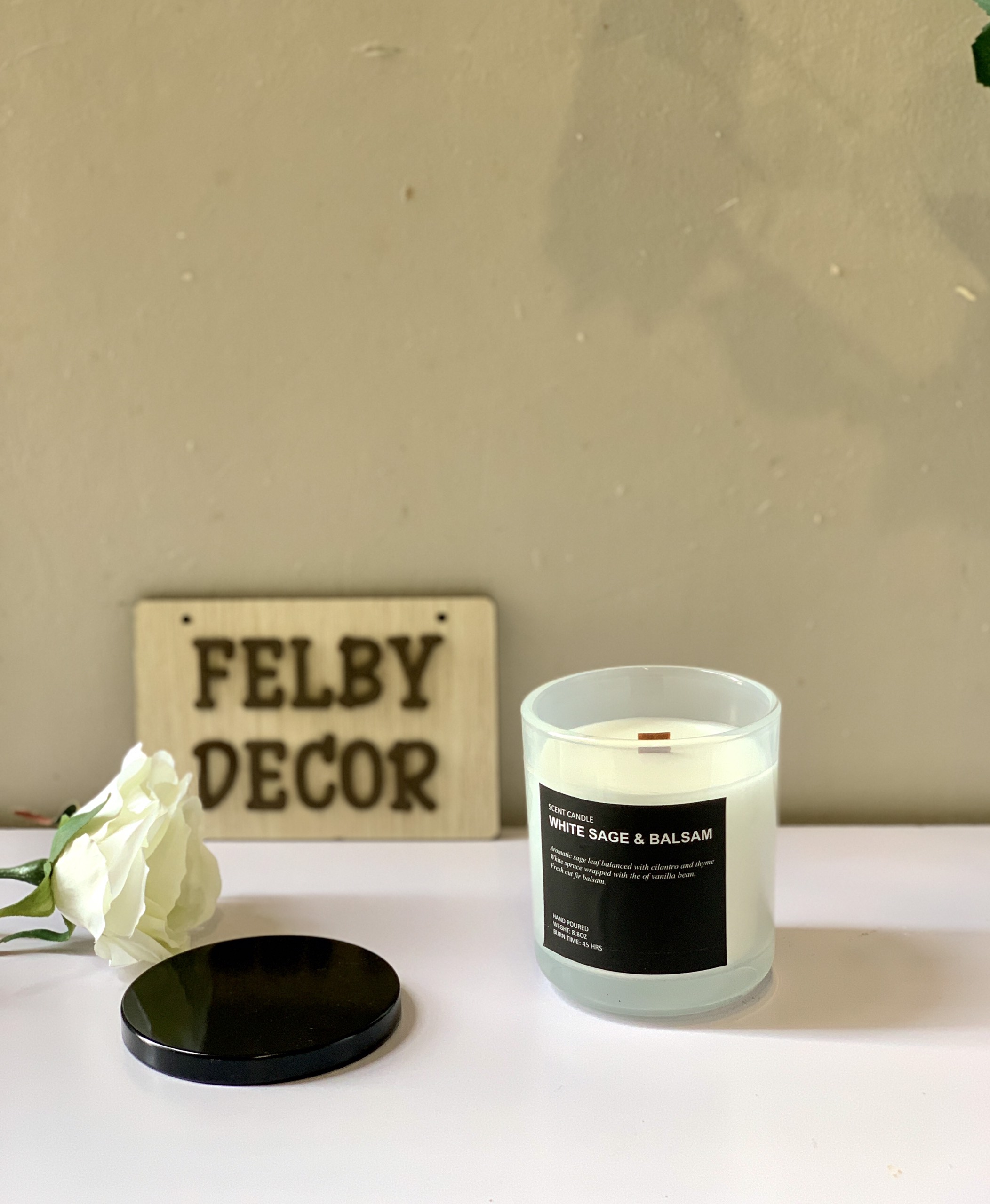 Nến thơm tự nhiên White Sage & Balsam, hương gỗ, nguyên liệu nhập khẩu, 249gram, bấc gỗ
