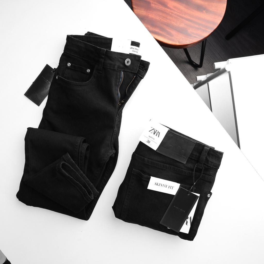 Quần jeans nam màu đen trơn form skinny chất cotton denim co giãn xịn QJZ4 - LASTORE MENSWEAR