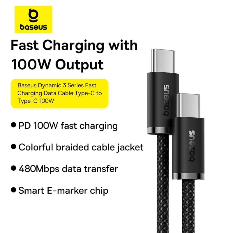 Cáp Sạc Nhanh Baseus Dynamic 3 Series Fast Charging Data Cable Type-C to Type-C 100W - Hàng chính hãng