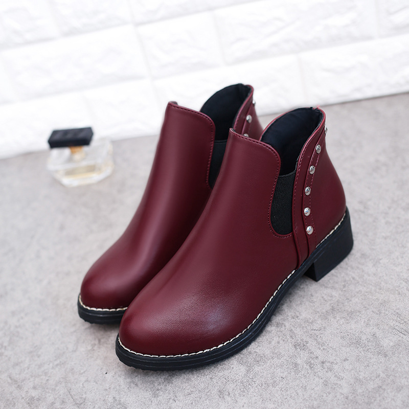 Boots da nữ thời trang mùa đông cổ ngắn đế vuông 4 phân cao cấp YF1016