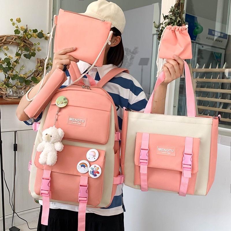 Combo balo 4 món, Set balo 4 món đi học, balo 4 món Ulzzang thời trang nam nữ unisex Hàn Quốc- MENTUBAG