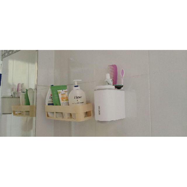 Kệ Để Bàn Chải Đánh Răng, Kệ Nhà Tắm Ecoco 2 Cốc Thông Minh Lắp Đặt Dán Tường