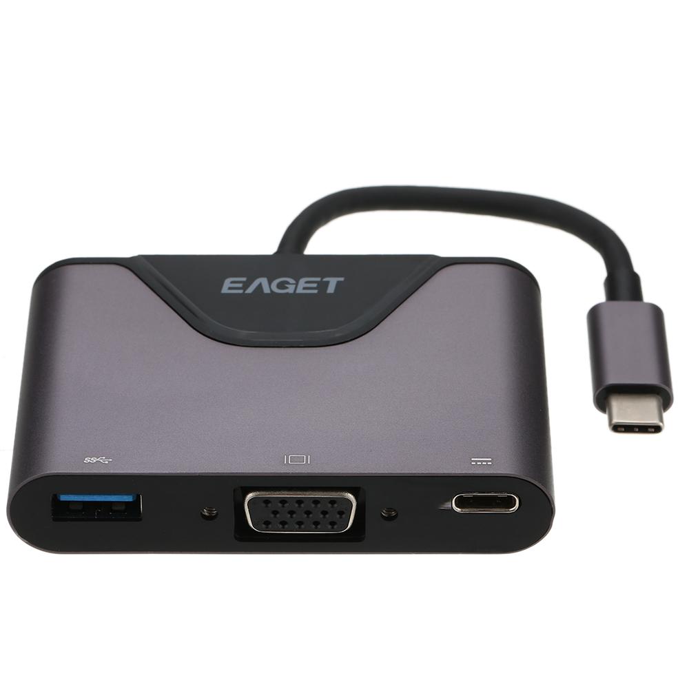 Bộ chuyển đổi EAGET Muli Chức năng Type-C sang C + VGA + USB 3.0 Male To Female 