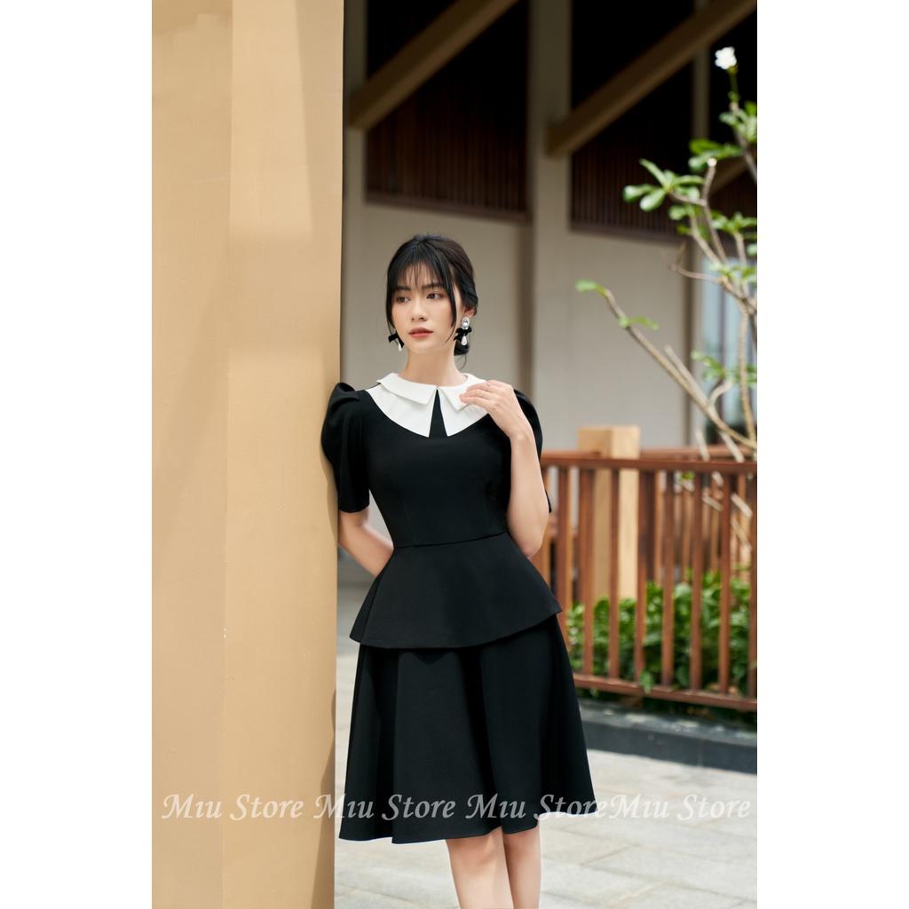 D00590 - Đầm White Collar dáng xoè hàng thiết kế cao cấp Miu Store