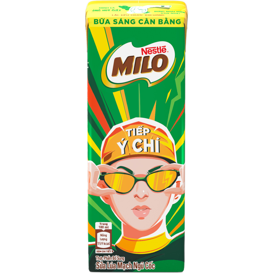 Sữa Lúa Mạch Nestlé Milo Bữa Sáng Thùng 36 Hộp x 180ml (12x3x180ml) - [Tặng Túi Đeo Chéo Hình Giày - Giao mẫu ngẫu nhiên]