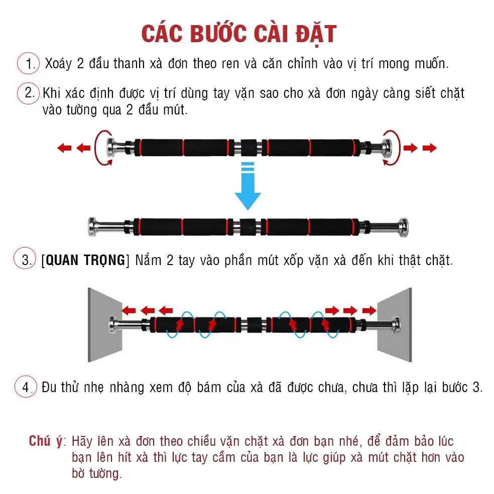 Xà đơn gắn cửa, điều chỉnh được, cửa nào cũng vừa