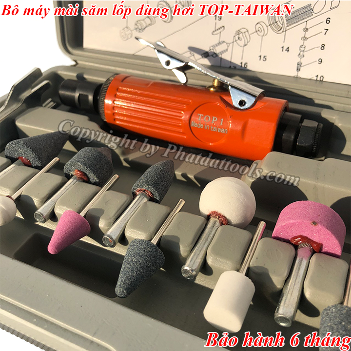 Bộ máy mài săm lốp dùng hơi TOP - Made in Taiwan - Máy mài săm đa năng Đài Loan