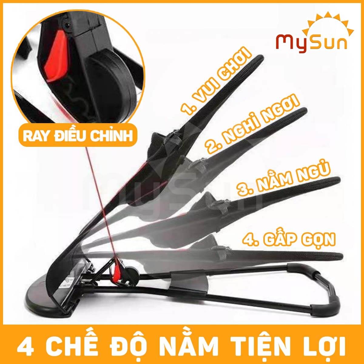 Ghế nôi nhún rung bập bênh cho bé sơ sinh nằm ru ngủ, ngồi chơi thư giãn an toàn MySun