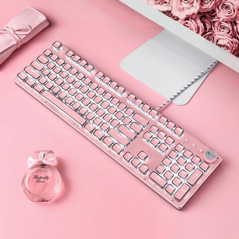 Thiết Kế Đặc Biệt Dành Cho Phụ Nữ Nữ Chuyên Nghiệp Cạnh Tranh Chuột Và Bàn Phím Bộ Xanh Trục Cơ Màu Hồng Dễ Thương Phù Hợp Với