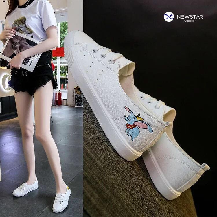 Giày Thể Thao, Sneaker Nữ Màu Trắng DaPu, Đế Mềm Khử Mùi, Thoáng Khí TẶNG KÈM ĐÔI TẤT KHỦ MÙI