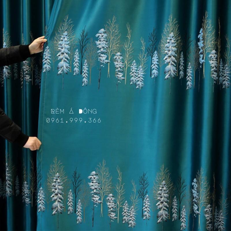 HN_Rèm vải gấm họa tiết cây thông tuyết sang trọng, trẻ trung