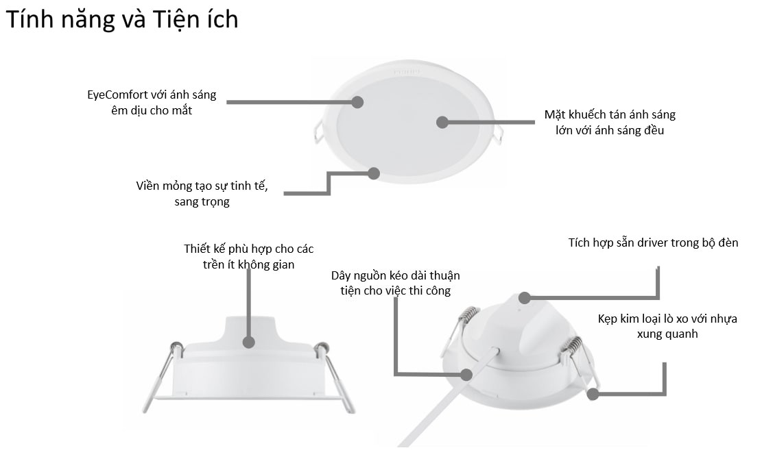 COMBO 4 BỘ - BÓNG ĐÈN LED 9W PHILIPS MESON GEN3 59449 ÂM TRẦN DOWNLIGHT KIỂU TRÒN ( TIẾT KIỆM ĐIỆN ) - HÀNG CHÍNH HÃNG