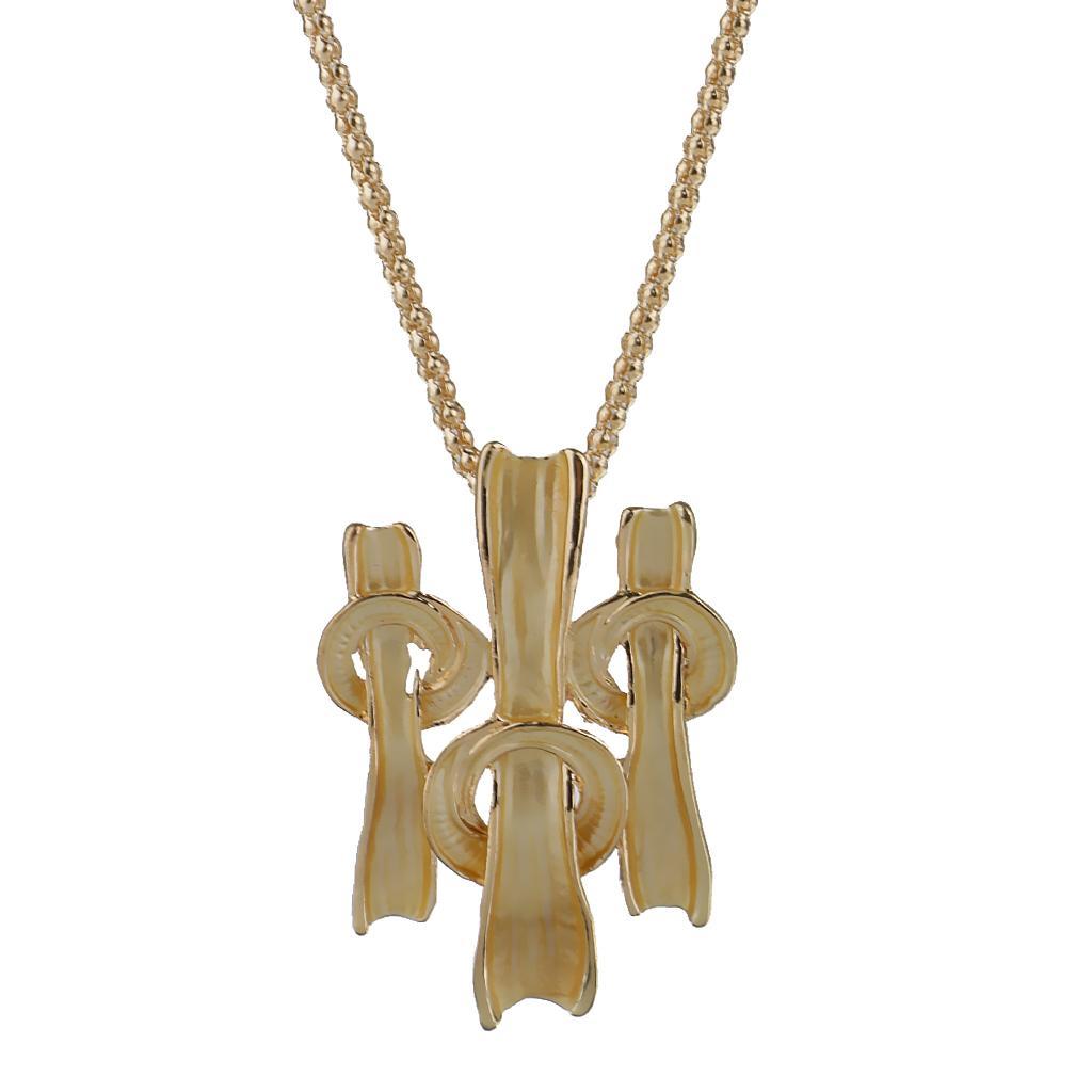 European Irregular Design Knots Pendant Chain Necklace Earrings Jewelry Set Gold