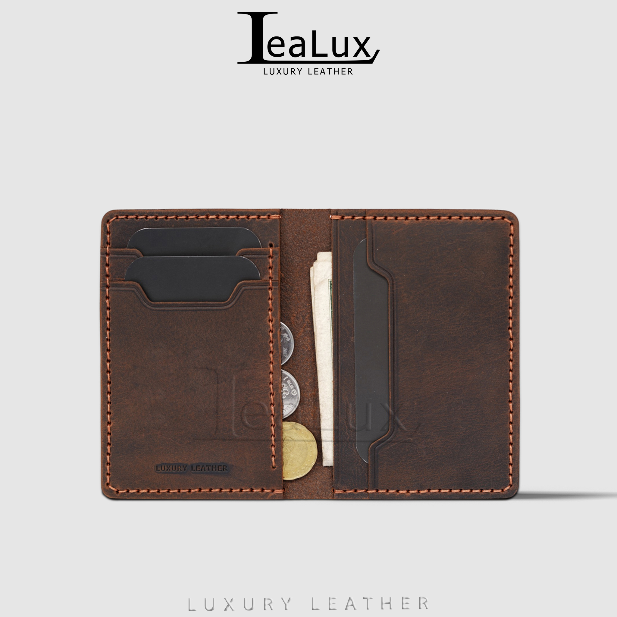 Ví Da Nam Nữ Đựng Thẻ LEALUX Mini Handmade 1